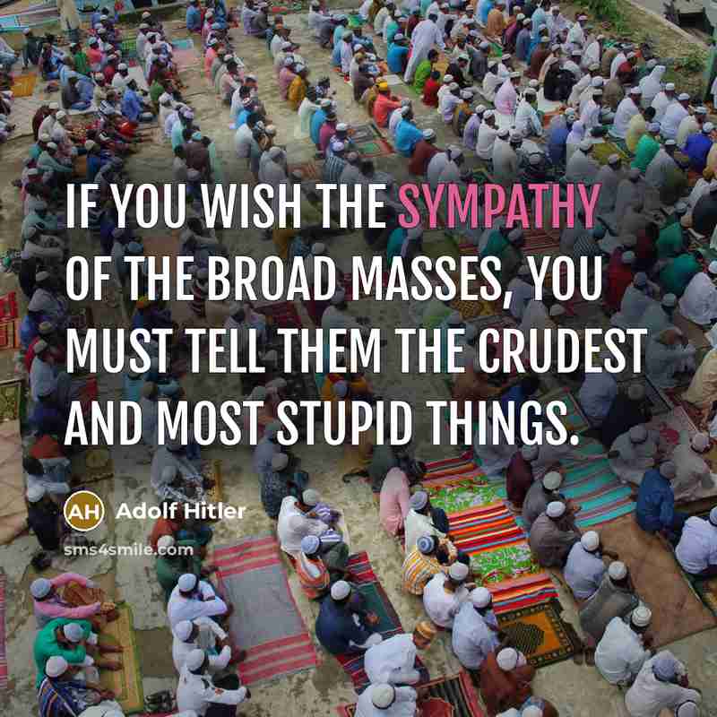 “If you wish the sympathy of the broad masses, you…” quote by Adolf Hitler