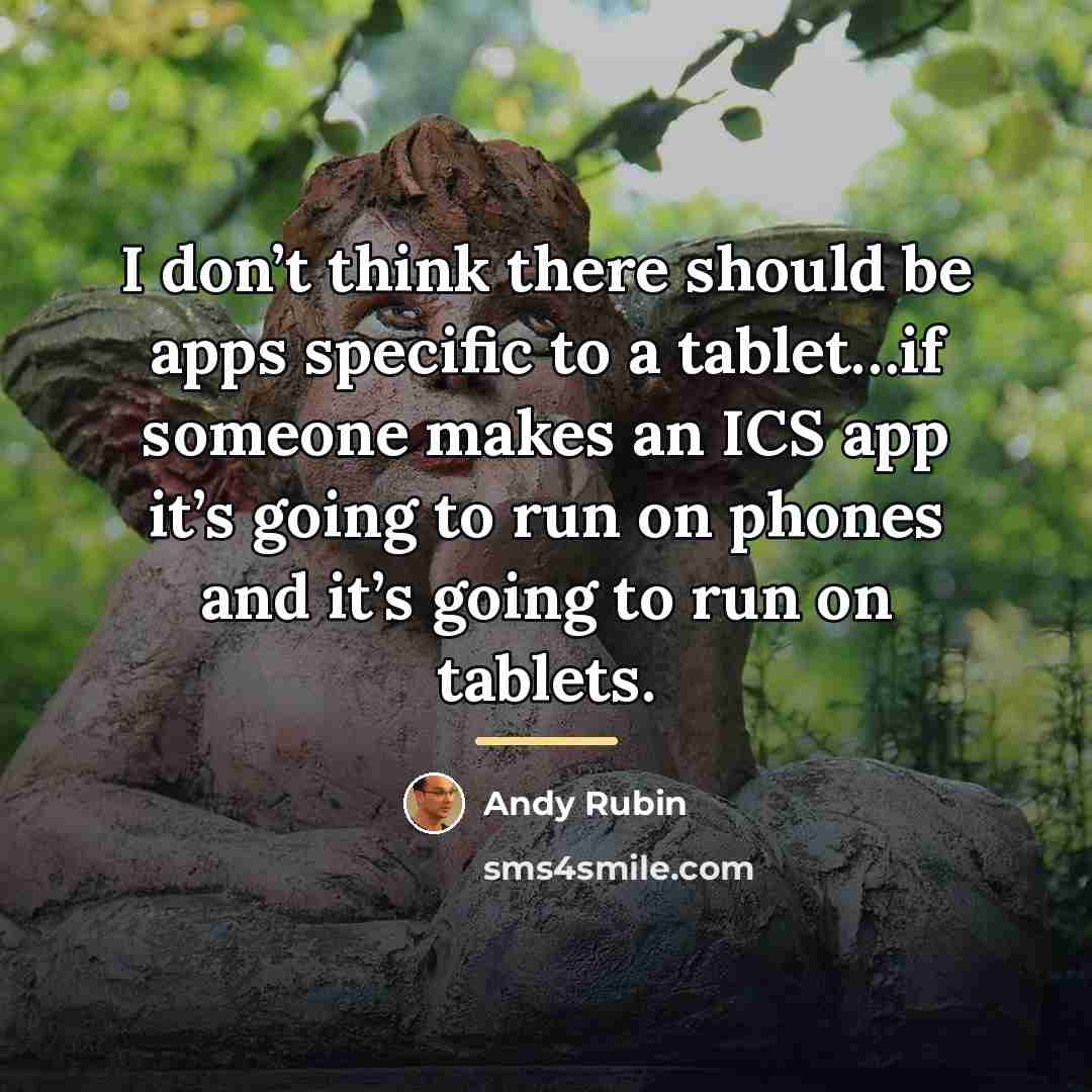 “I don’t think there should be apps specific to a…” quote by Andy Rubin