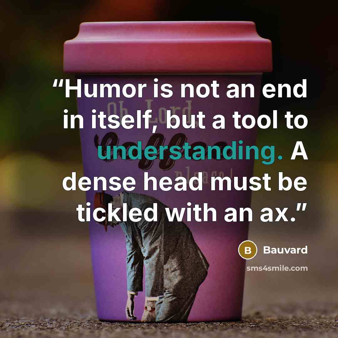 “Humor is not an end in itself, but a tool to understanding. A dense head must be tickled with an ax.” quote by Bauvard