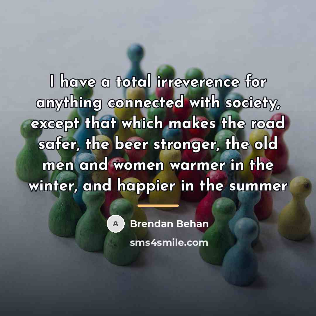“I have a total irreverence for anything connected with society,…” quote by Brendan Behan
