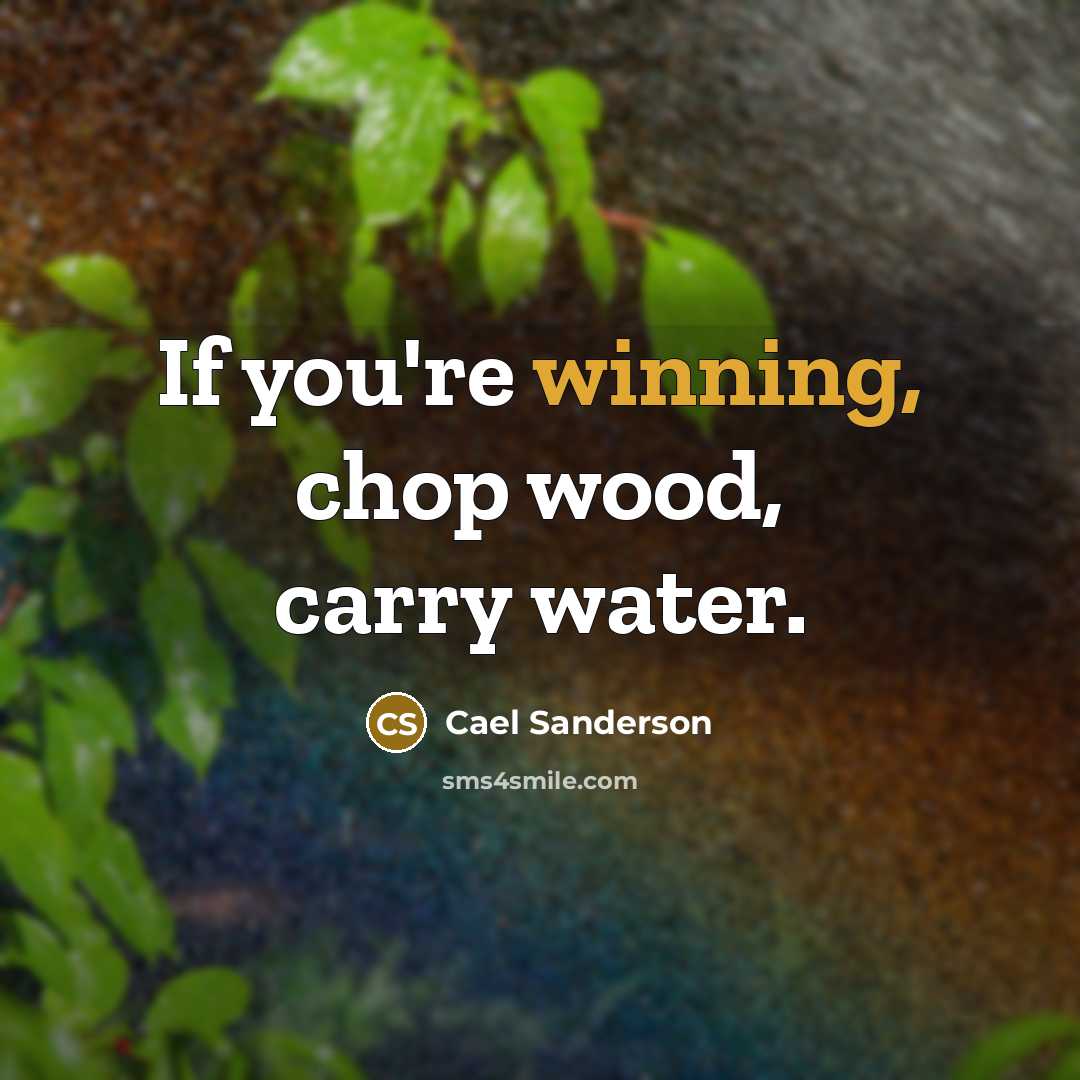 “If you're winning, chop wood, carry water.…” quote by Cael Sanderson