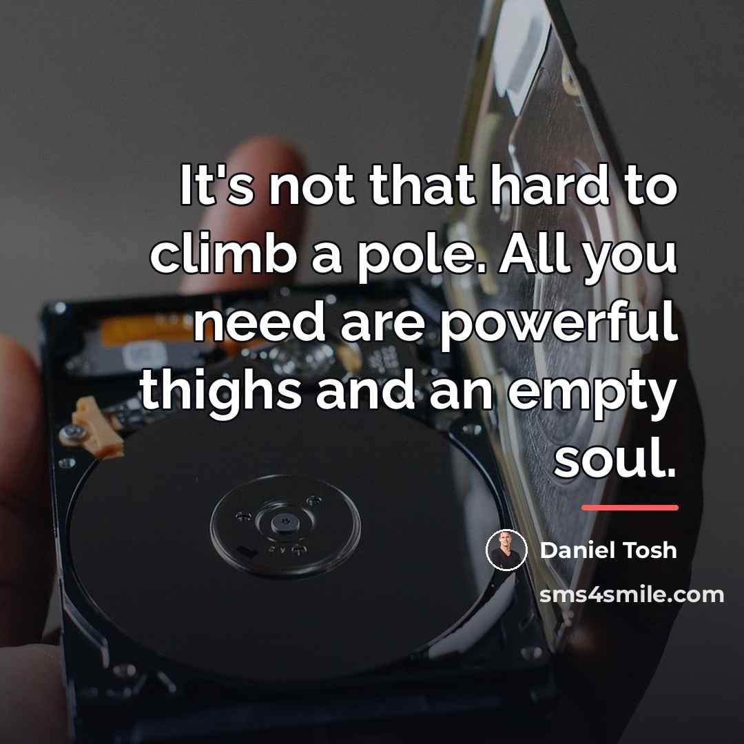 “It's not that hard to climb a pole. All you…” quote by Daniel Tosh