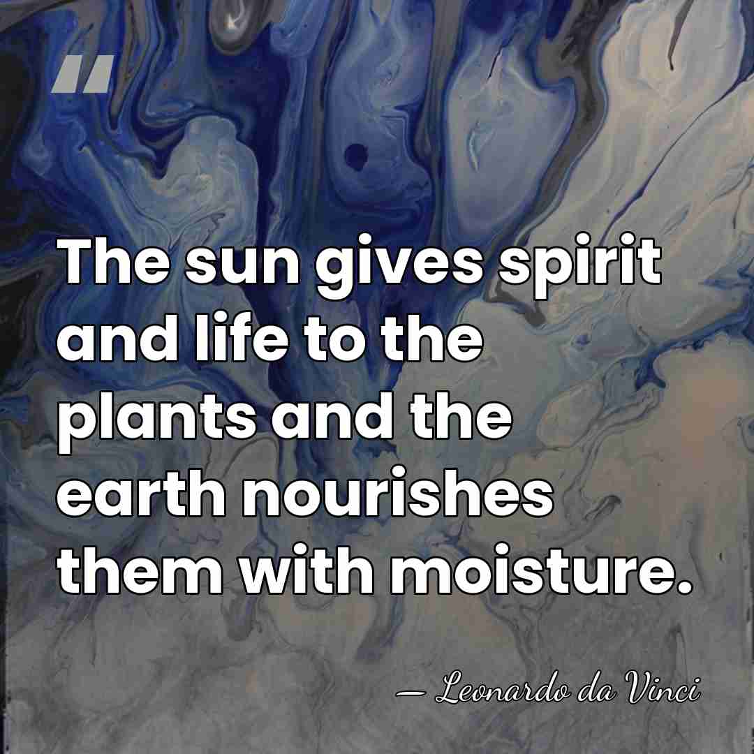 The sun gives spirit and life to the plants and the earth&hellip; - Leonardo da Vinci