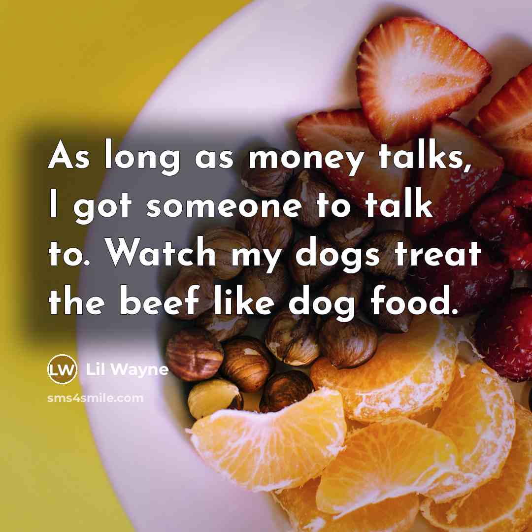 “As long as money talks, I got someone to talk…” quote by Lil Wayne