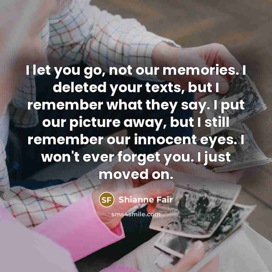 “I let you go, not our memories. I deleted your…” quote by Shianne Fair