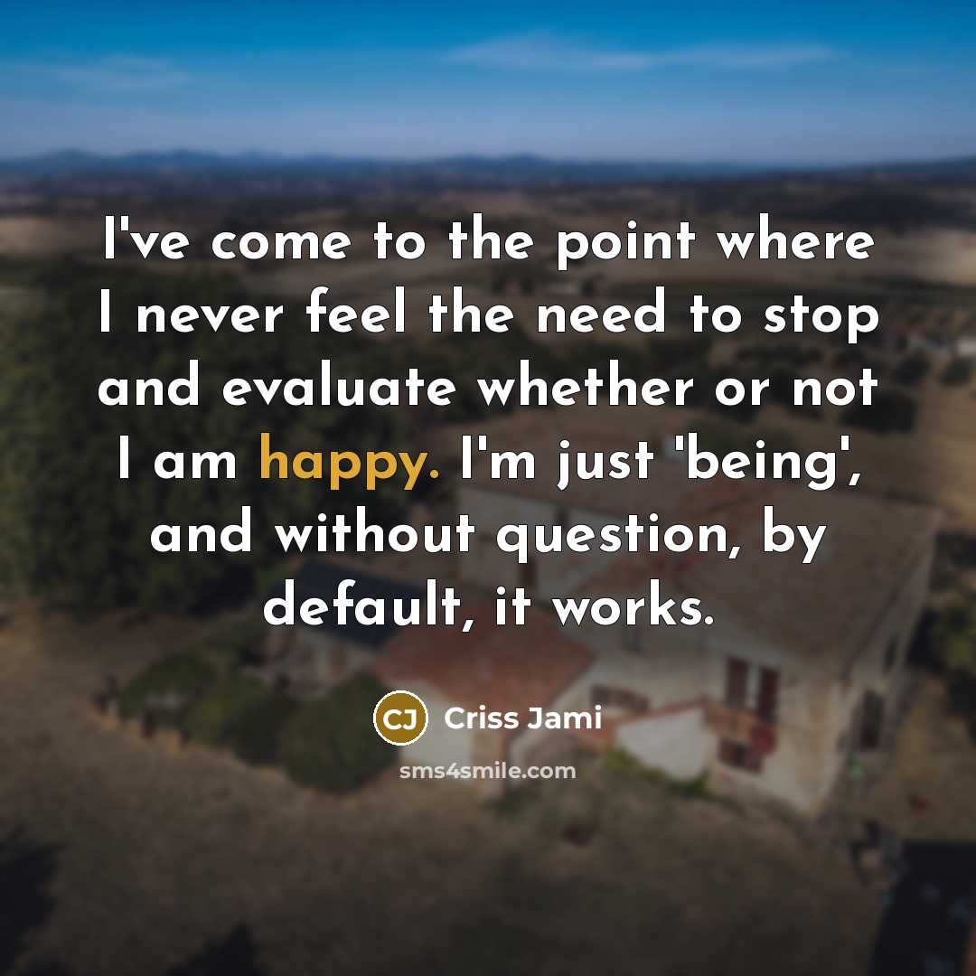“I've come to the point where I never feel the…” quote by Criss Jami