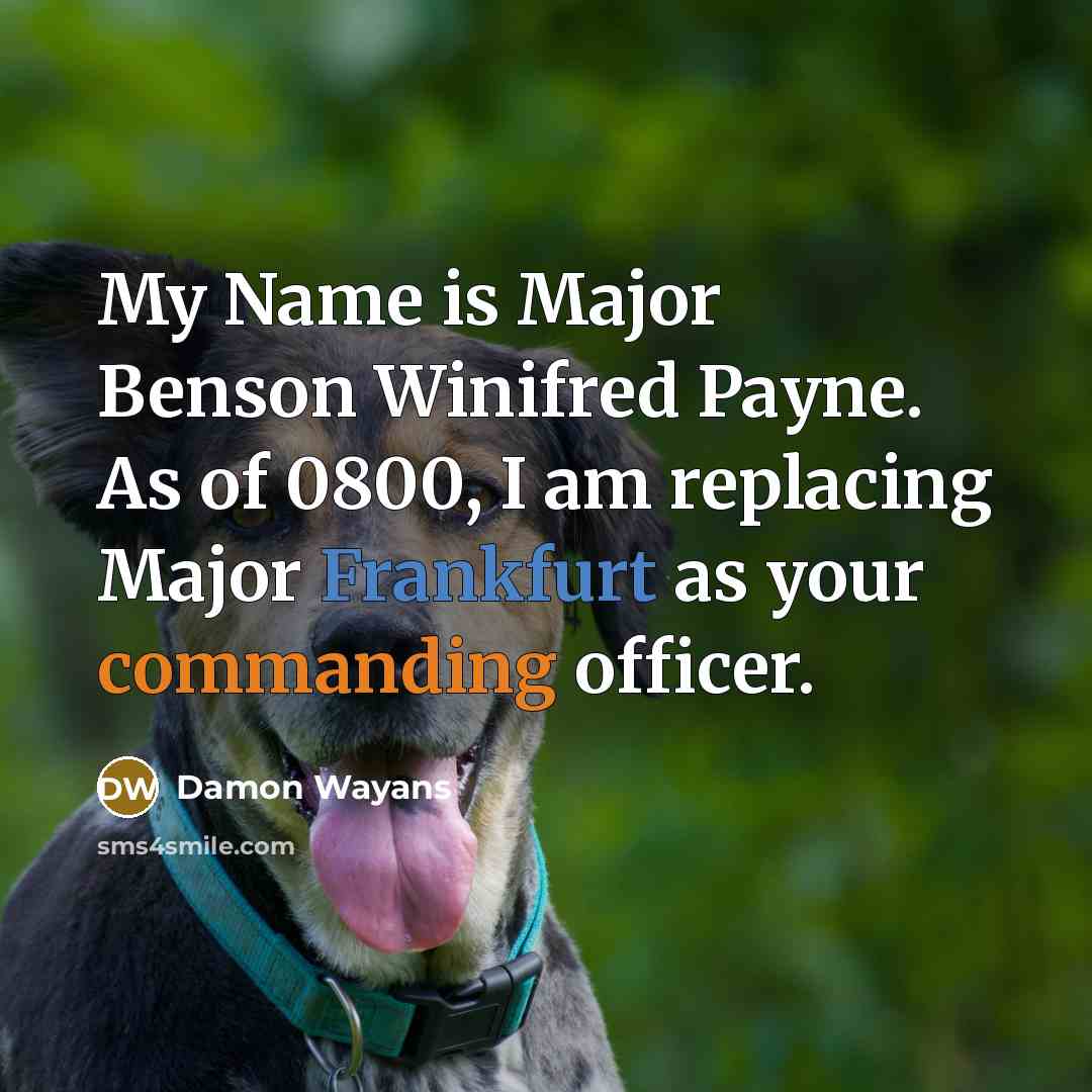 “My Name is Major Benson Winifred Payne. As of 0800, I am replacing Major Frankfurt as your commanding officer.” quote by Damon Wayans