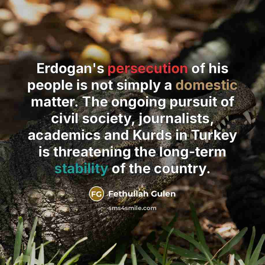 “Erdogan's persecution of his people is not simply a domestic…” quote by Fethullah Gulen