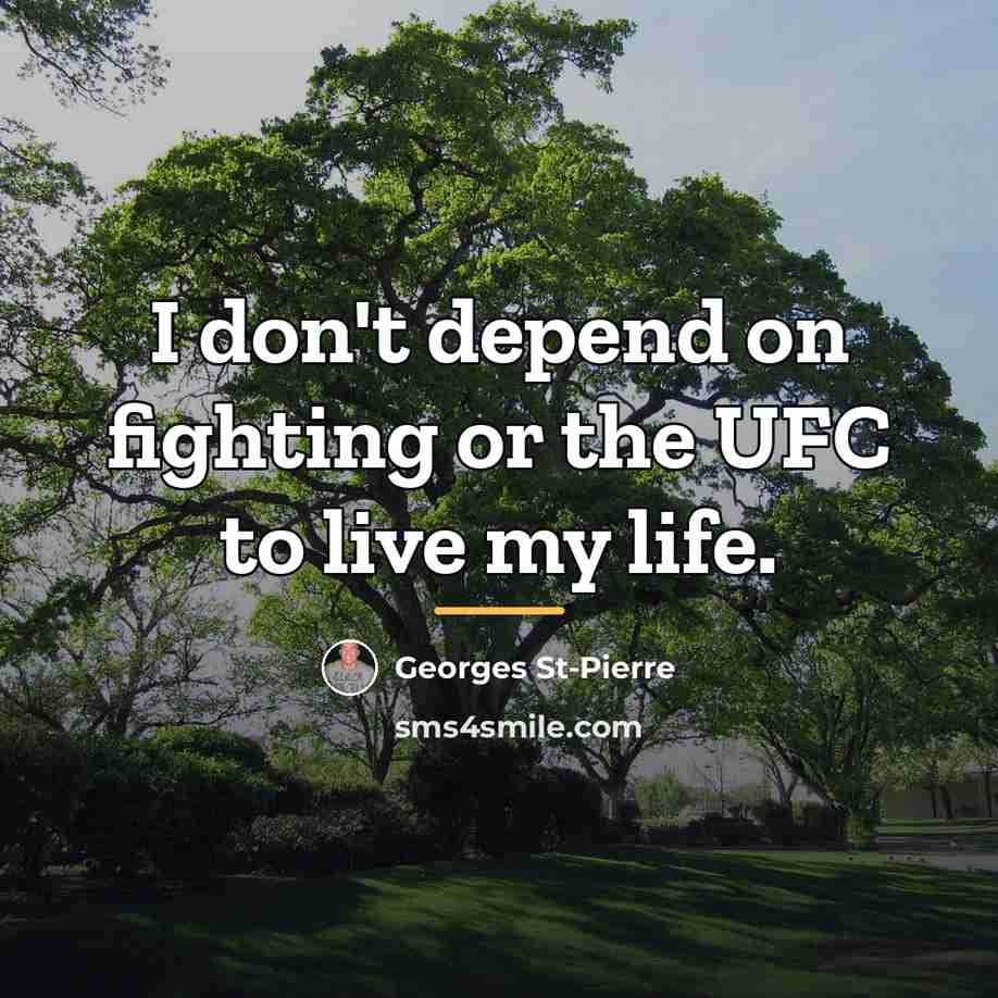“I don't depend on fighting or the UFC to live…” quote by Georges St-Pierre
