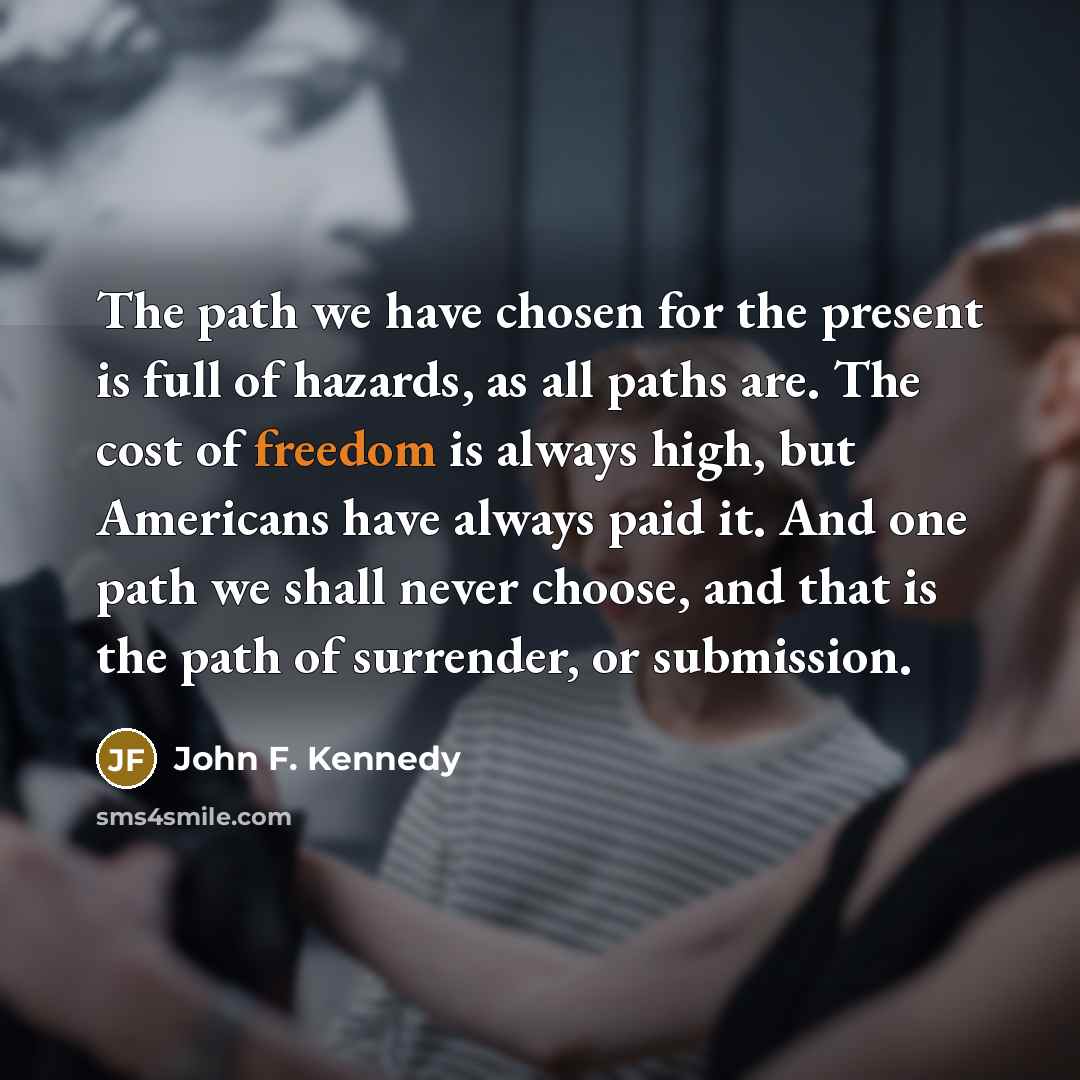 “The path we have chosen for the present is full…” quote by John F. Kennedy