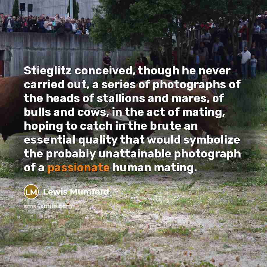 “Stieglitz conceived, though he never carried out, a series of…” quote by Lewis Mumford