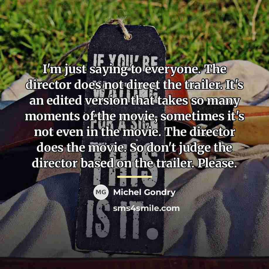 “I'm just saying to everyone. The director does not direct…” quote by Michel Gondry