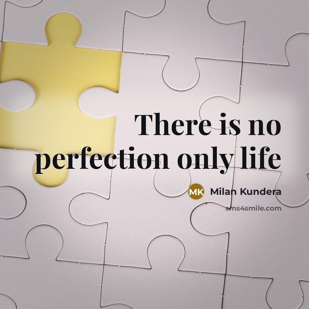 “There is no perfection only life…” quote by Milan Kundera