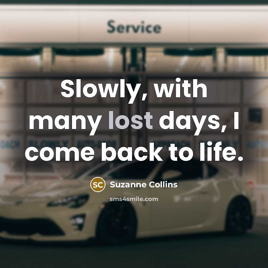 “Slowly, with many lost days, I come back to life.…” quote by Suzanne Collins