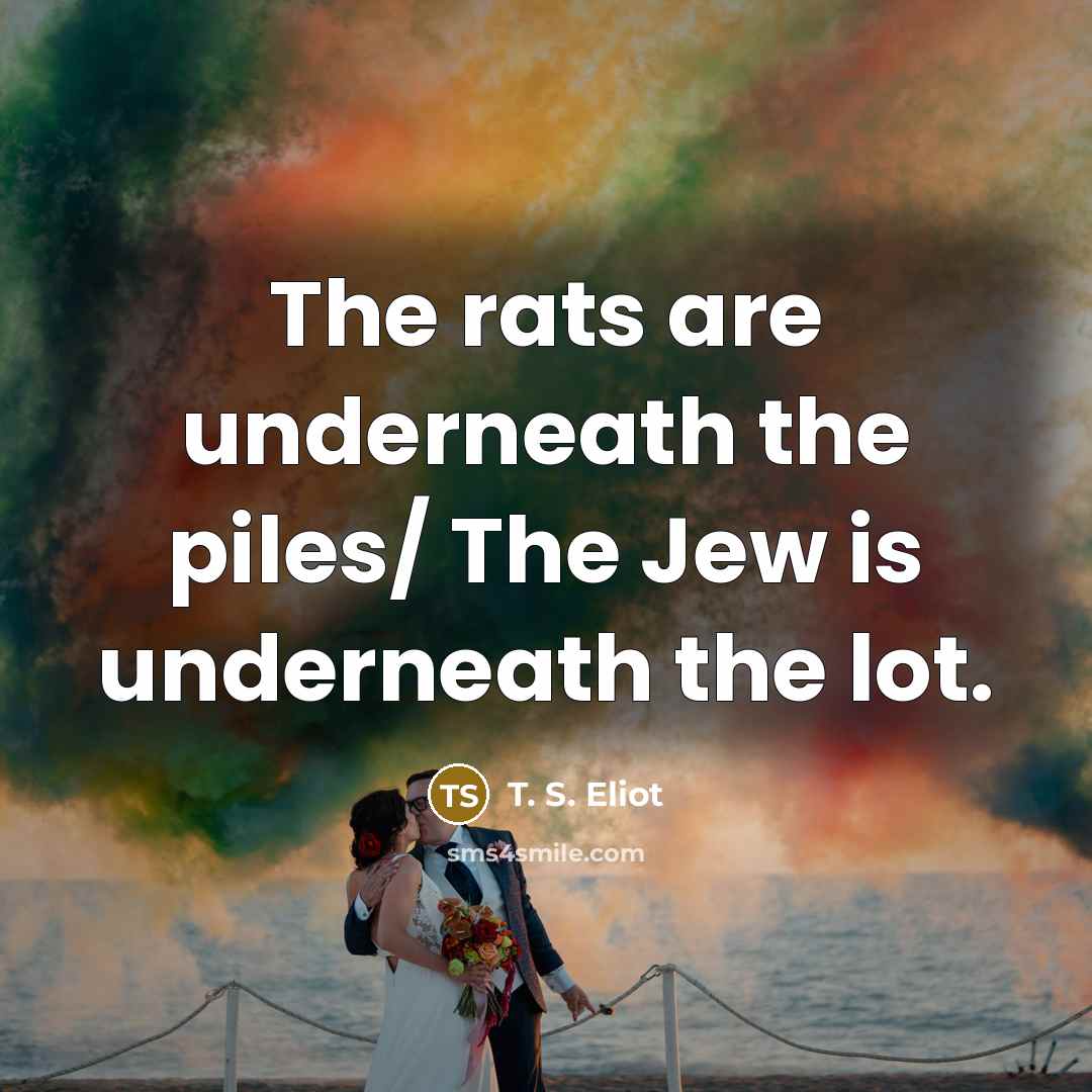 “The rats are underneath the piles/ The Jew is underneath…” quote by T. S. Eliot