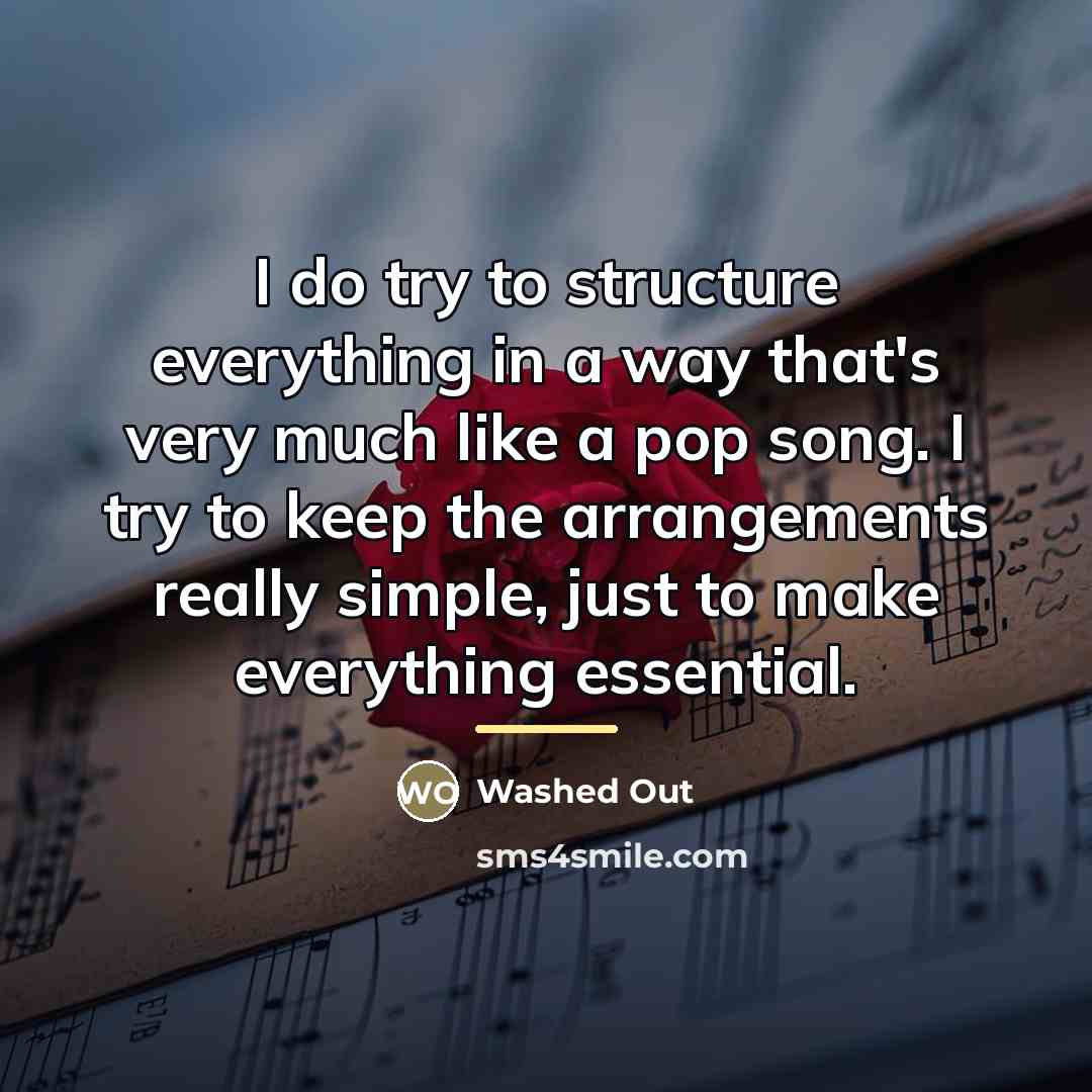 “I do try to structure everything in a way that's…” quote by Washed Out