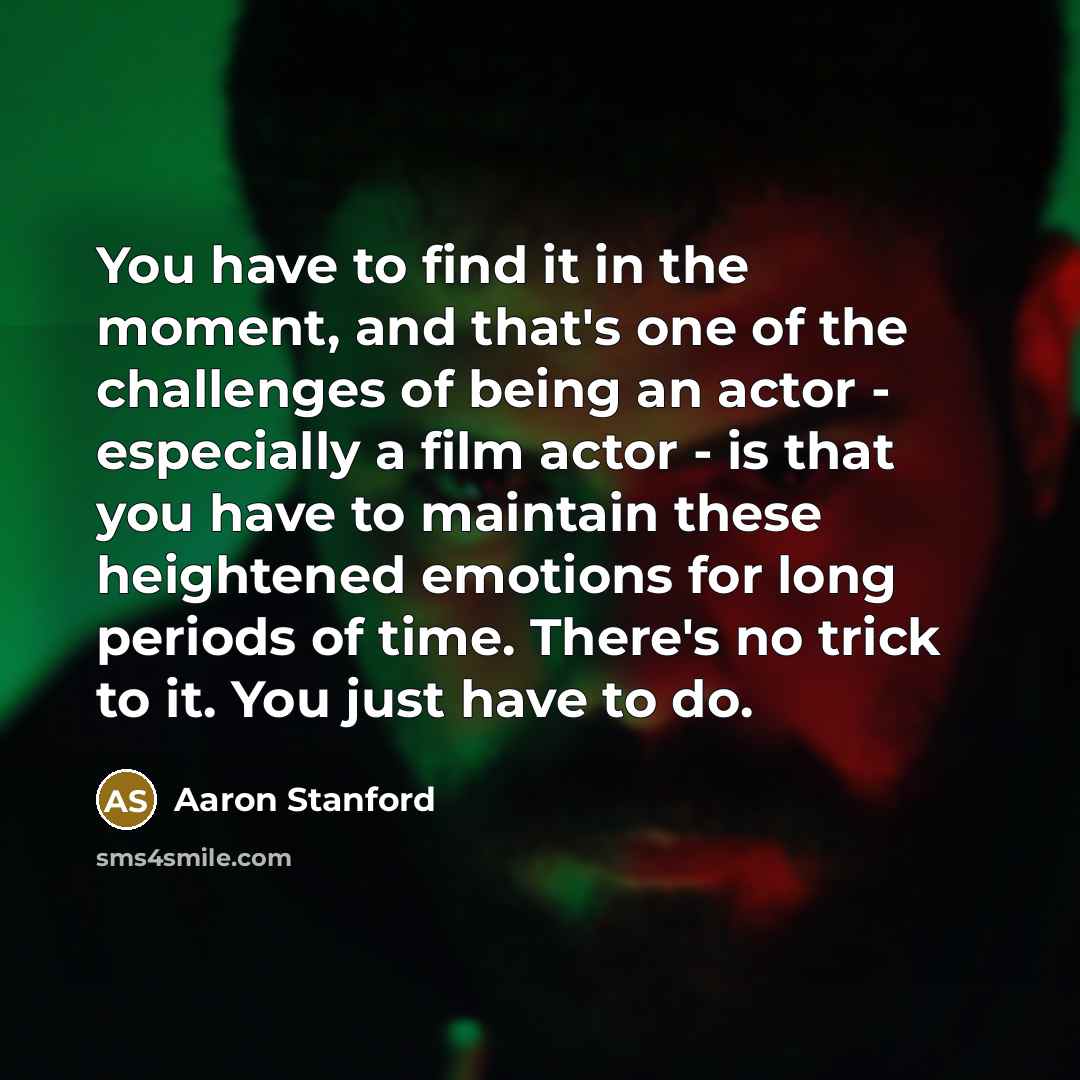 “You have to find it in the moment, and that's…” quote by Aaron Stanford
