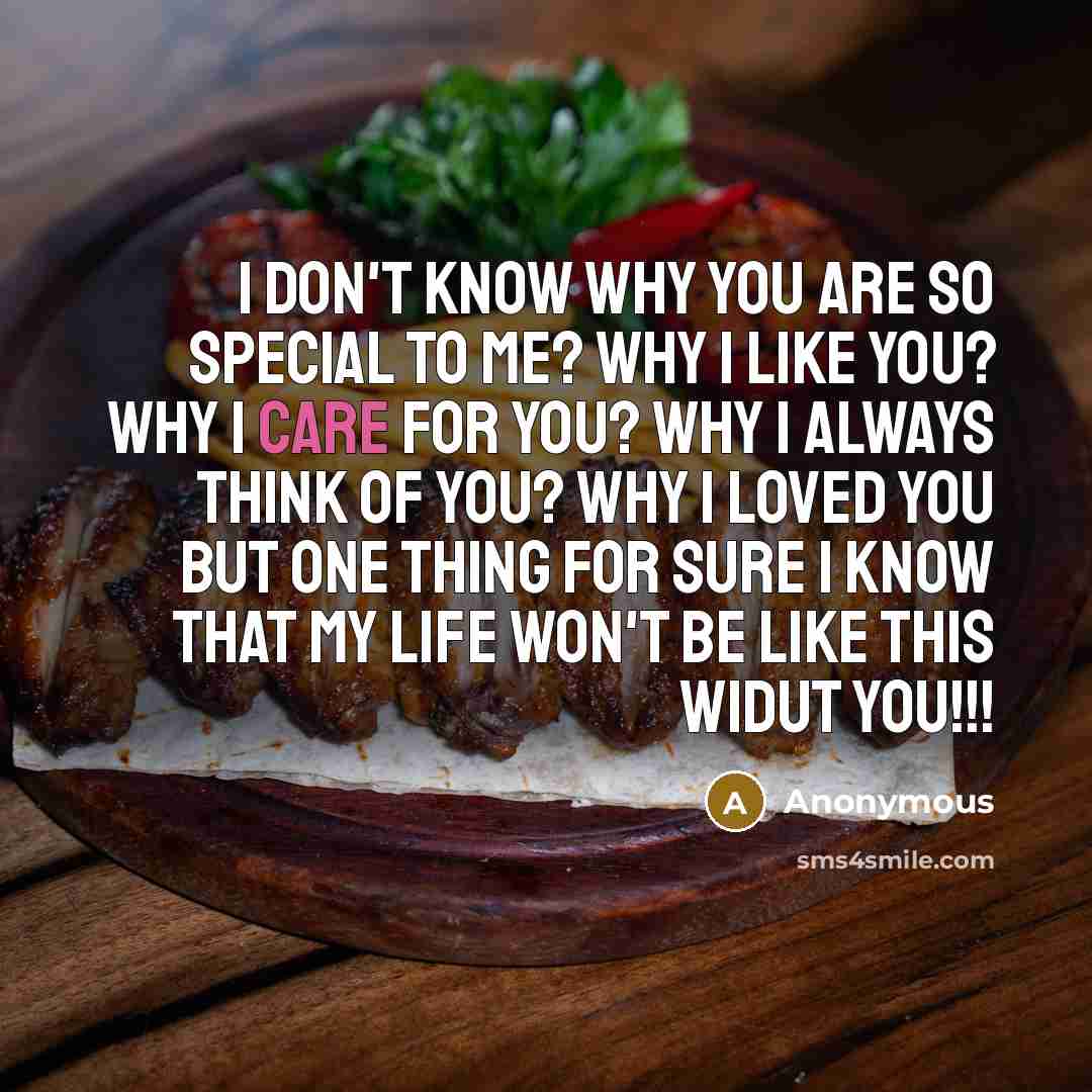 “I don't know why you are so special to me?…” quote by Anonymous
