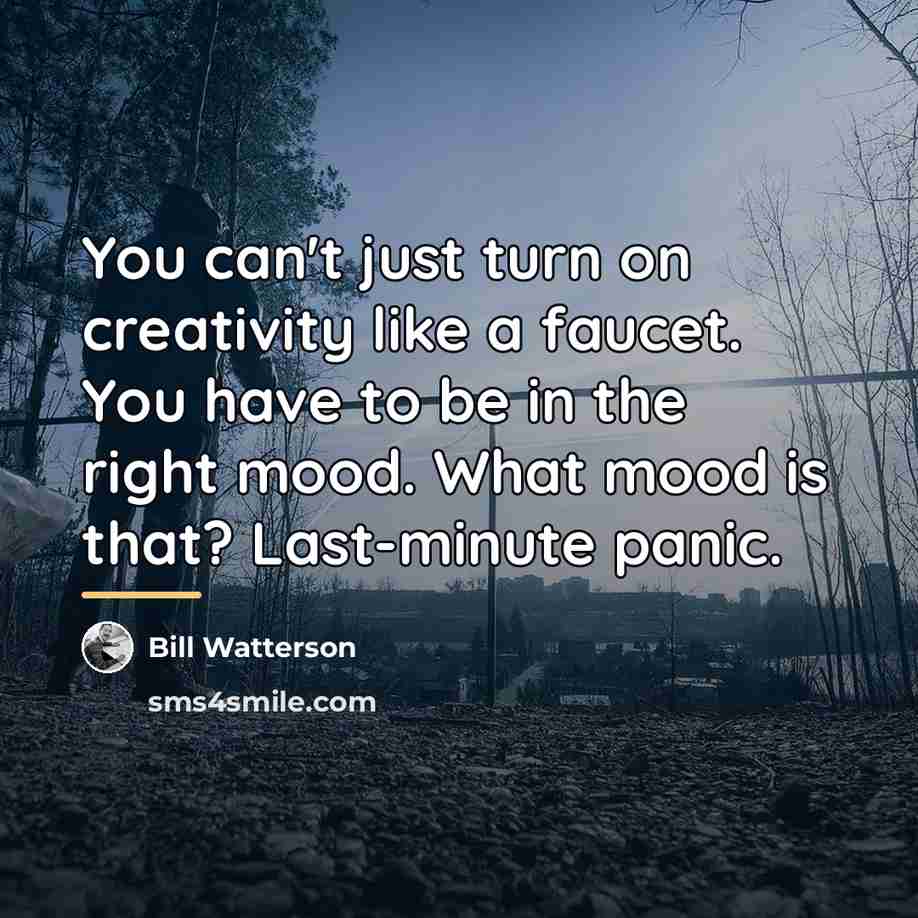 “You can't just turn on creativity like a faucet. You…” quote by Bill Watterson