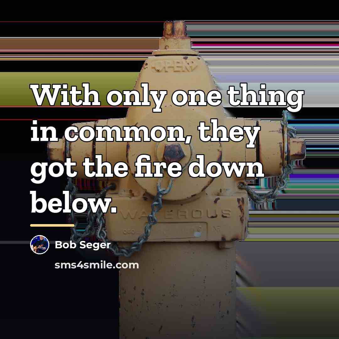 “With only one thing in common, they got the fire…” quote by Bob Seger