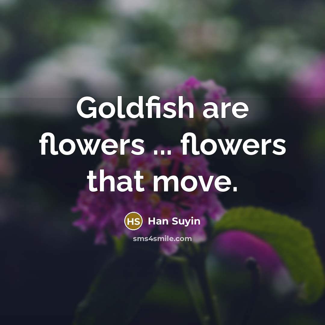 “Goldfish are flowers ... flowers that move.…” quote by Han Suyin