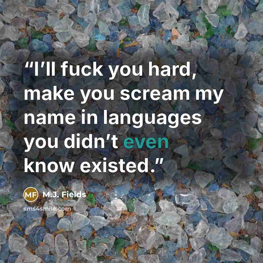 “I’ll fuck you hard, make you scream my name in languages you didn’t even know existed.” quote by M.J. Fields
