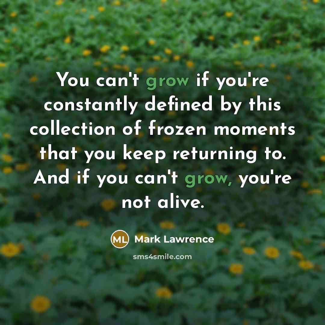 “You can't grow if you're constantly defined by this collection…” quote by Mark Lawrence