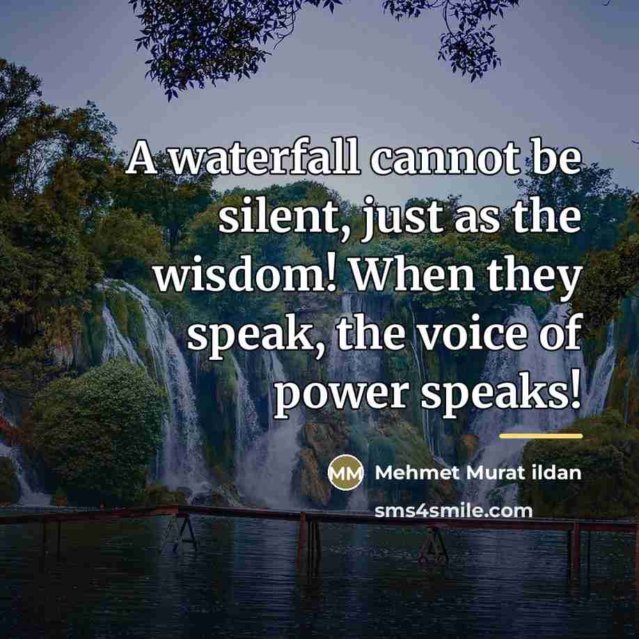 “A waterfall cannot be silent, just as the wisdom! When…” quote by Mehmet Murat Ildan