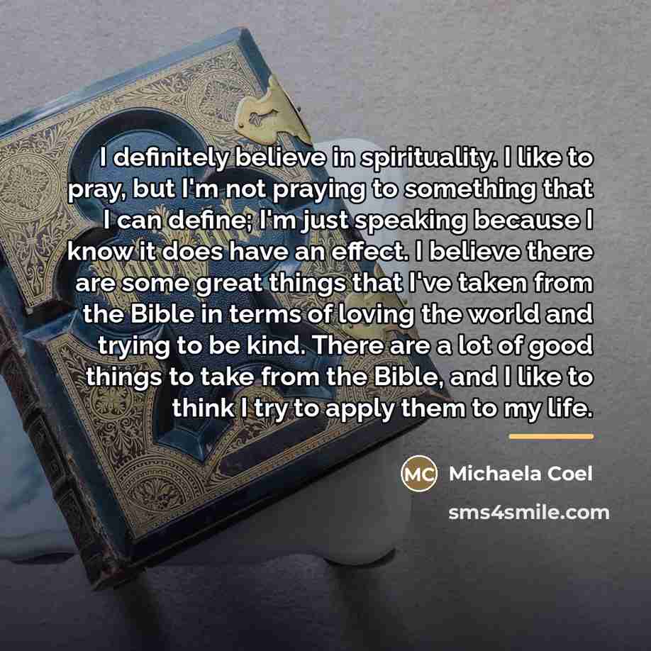 “I definitely believe in spirituality. I like to pray, but…” quote by Michaela Coel