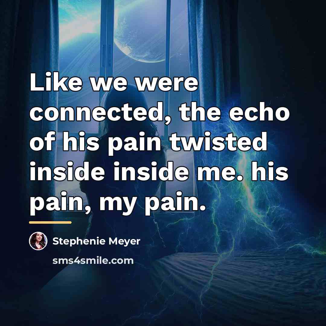 “Like we were connected, the echo of his pain twisted…” quote by Stephenie Meyer