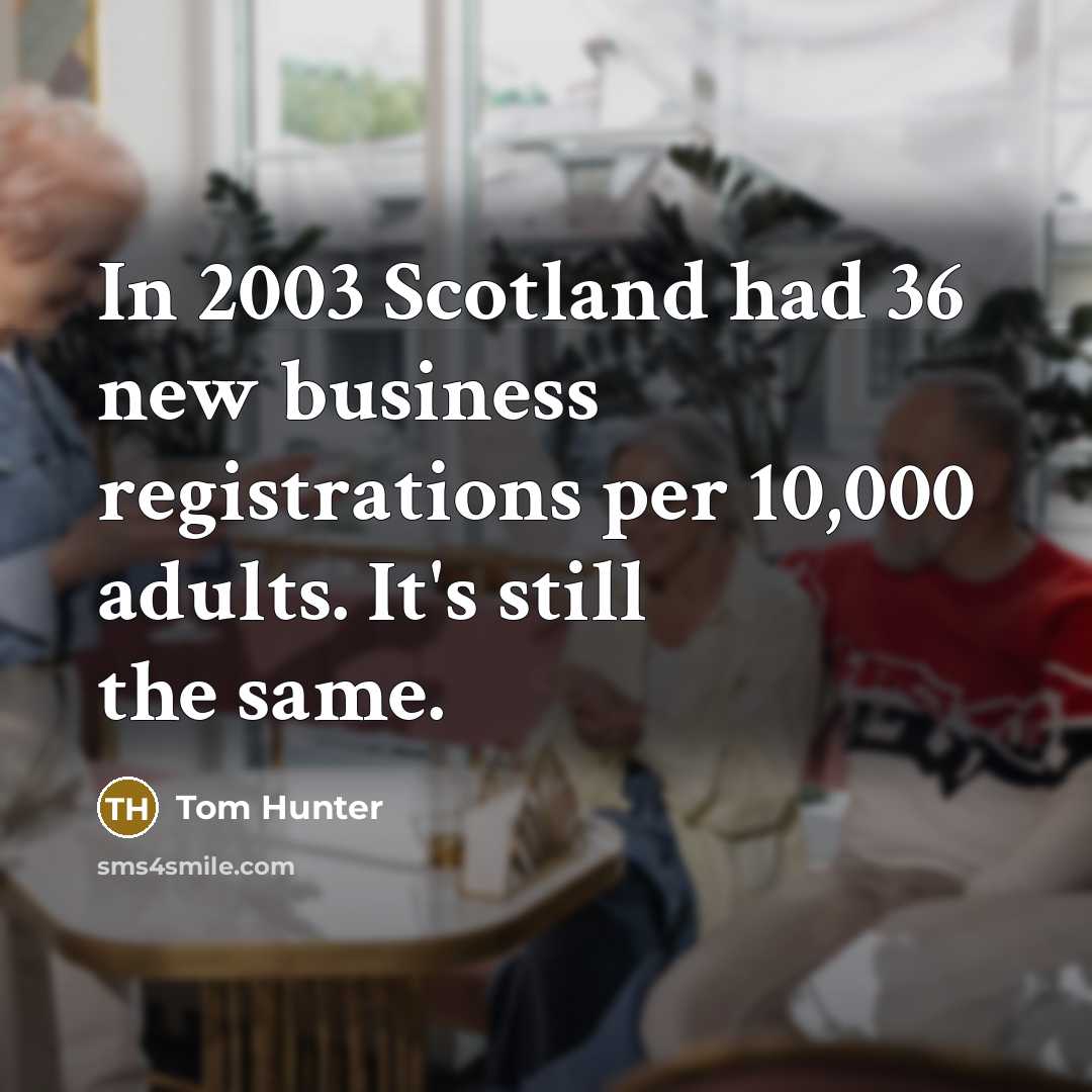 “In 2003 Scotland had 36 new business registrations per 10,000…” quote by Tom Hunter