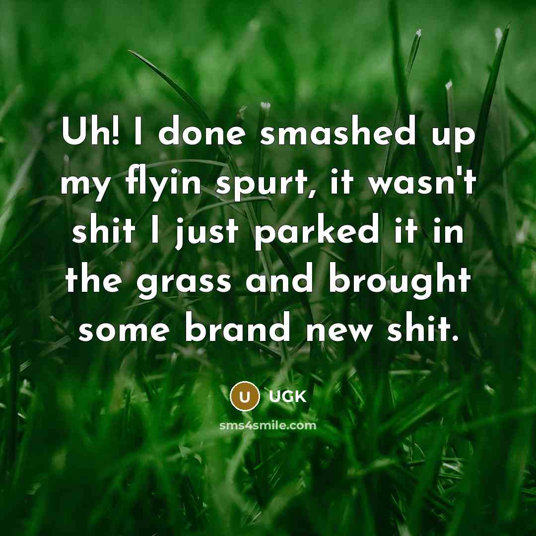 “Uh! I done smashed up my flyin spurt, it wasn't…” quote by UGK