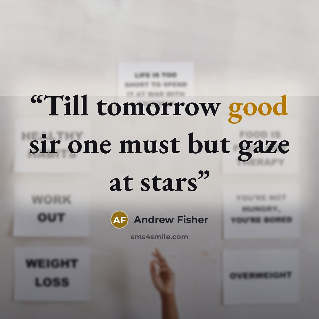 “Till tomorrow good sir one must but gaze at stars” quote by Andrew Fisher