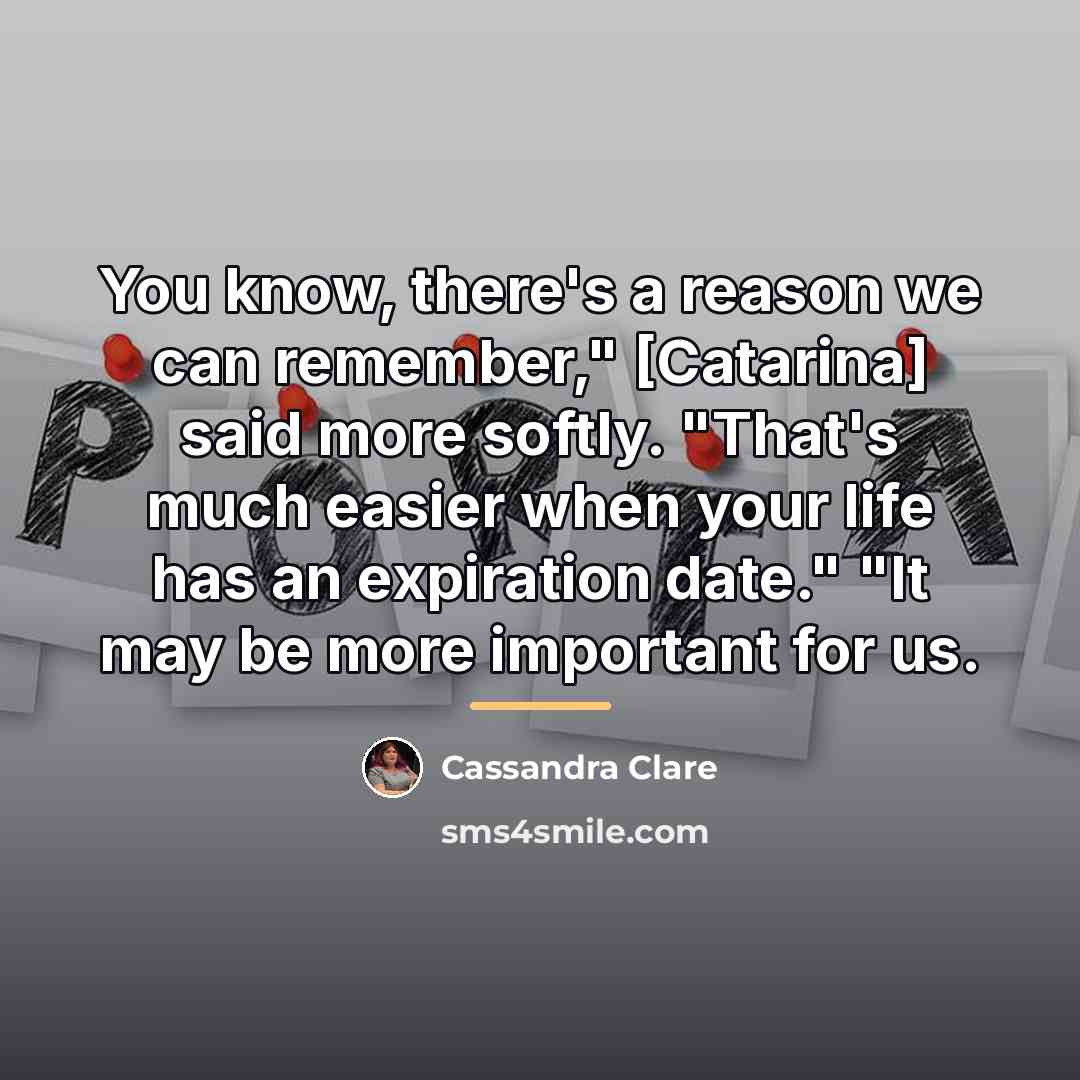 “You know, there's a reason we can remember," [Catarina] said…” quote by Cassandra Clare