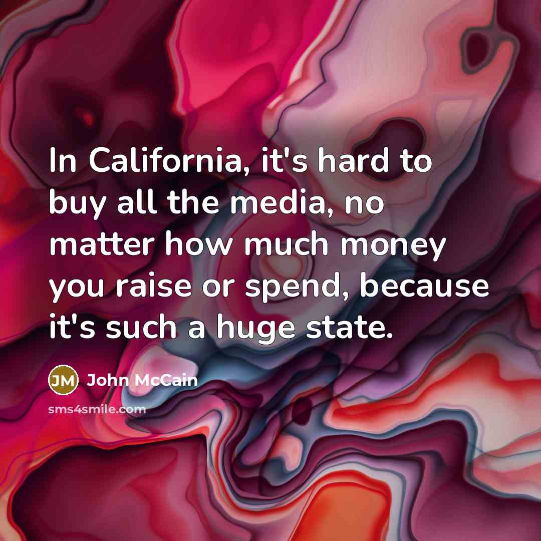 “In California, it's hard to buy all the media, no…” quote by John McCain