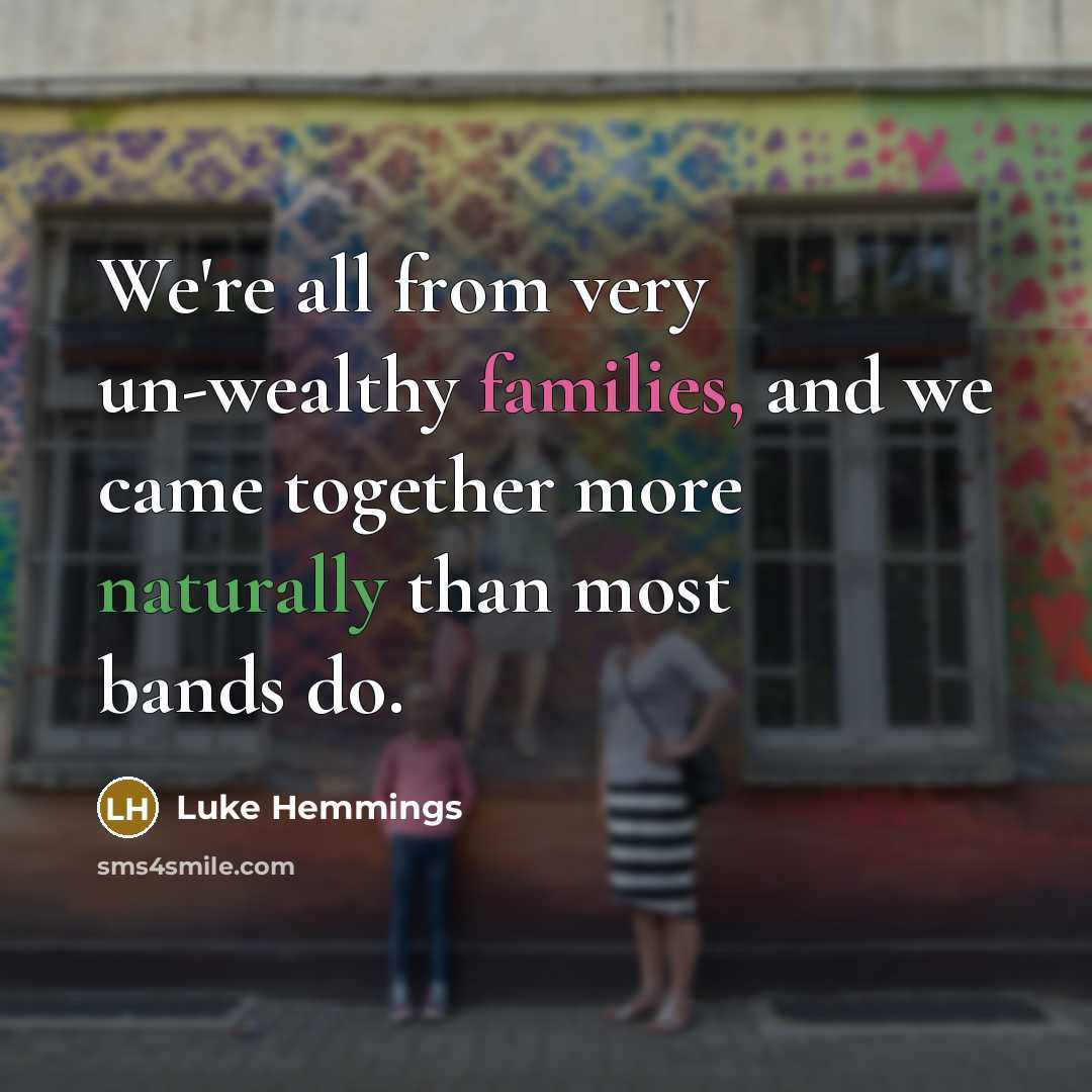 “We're all from very un-wealthy families, and we came together…” quote by Luke Hemmings