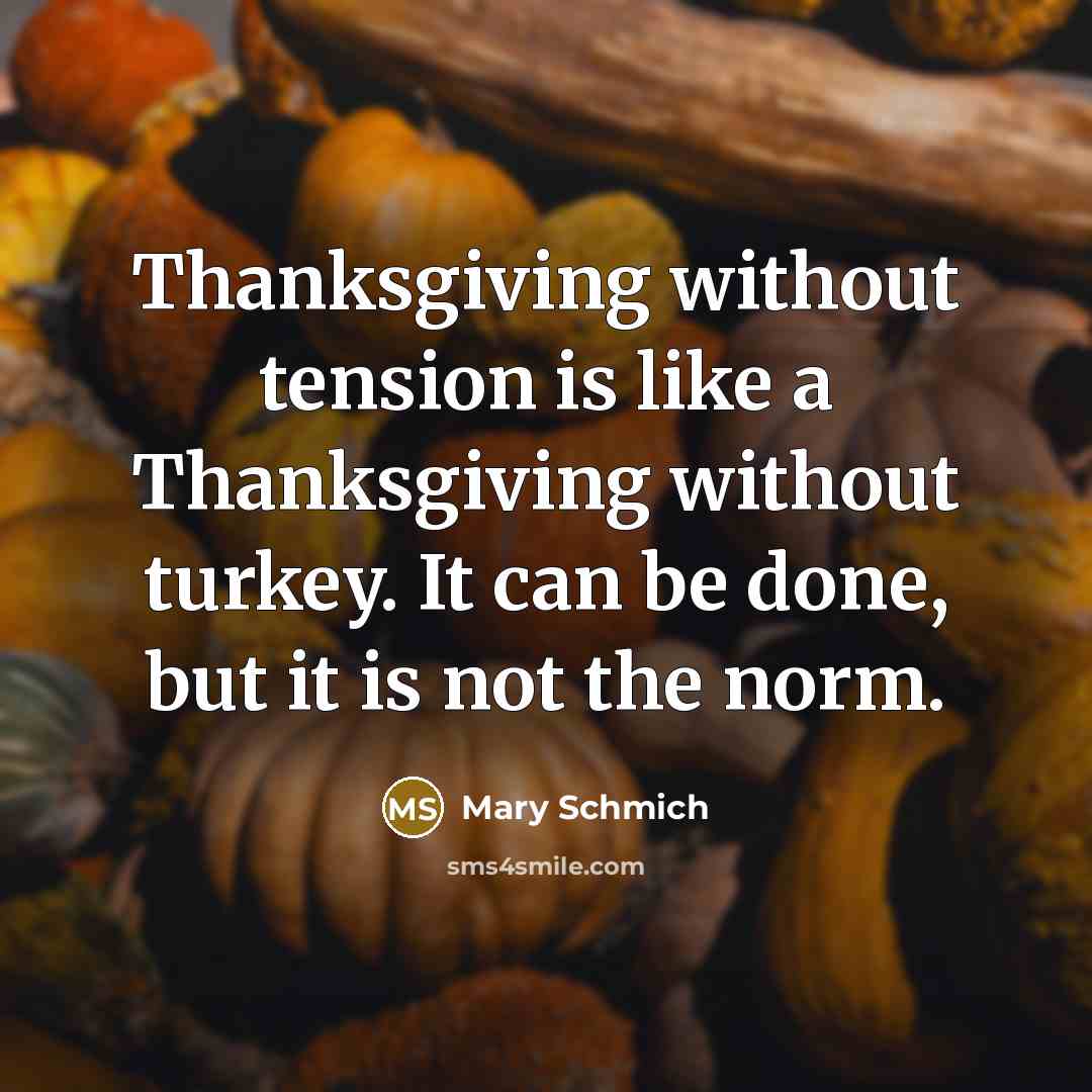 “Thanksgiving without tension is like a Thanksgiving without turkey. It…” quote by Mary Schmich