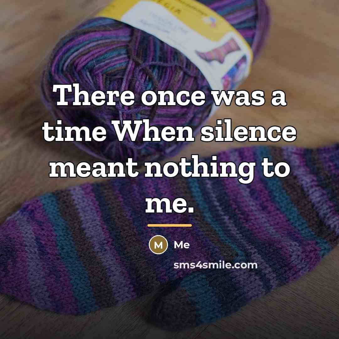“There once was a time When silence meant nothing to…” quote by Me