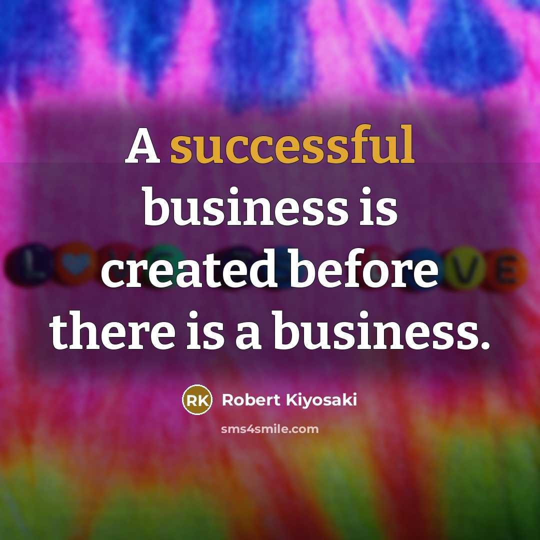 “A successful business is created before there is a business.…” quote by Robert Kiyosaki