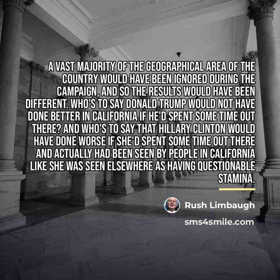 “A vast majority of the geographical area of the country…” quote by Rush Limbaugh