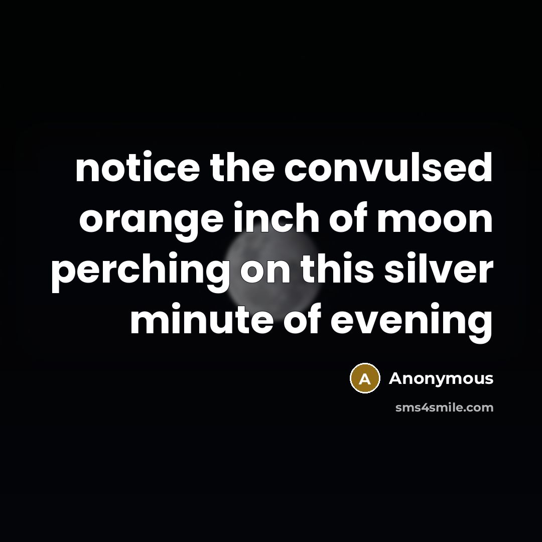 “notice the convulsed orange inch of moon perching on this…” quote by Anonymous