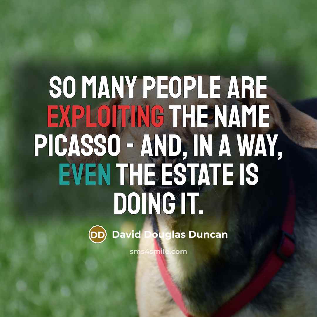 “So many people are exploiting the name Picasso - and, in a way, even the estate is doing it.” quote by David Douglas Duncan