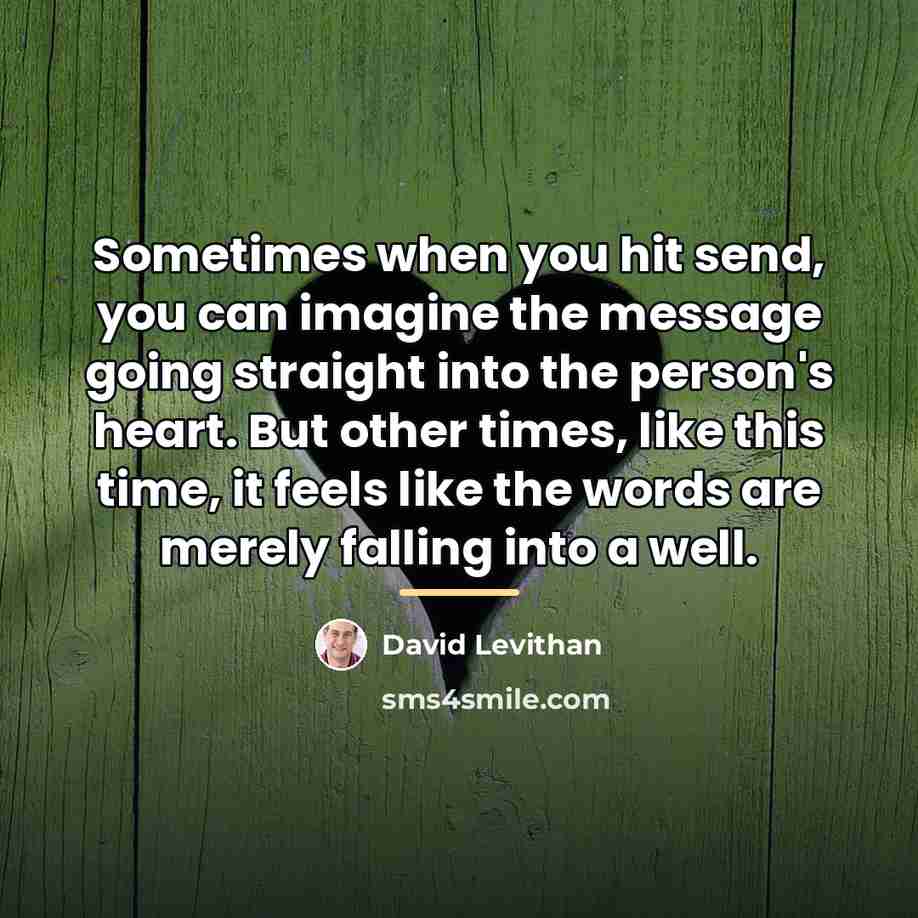“Sometimes when you hit send, you can imagine the message…” quote by David Levithan