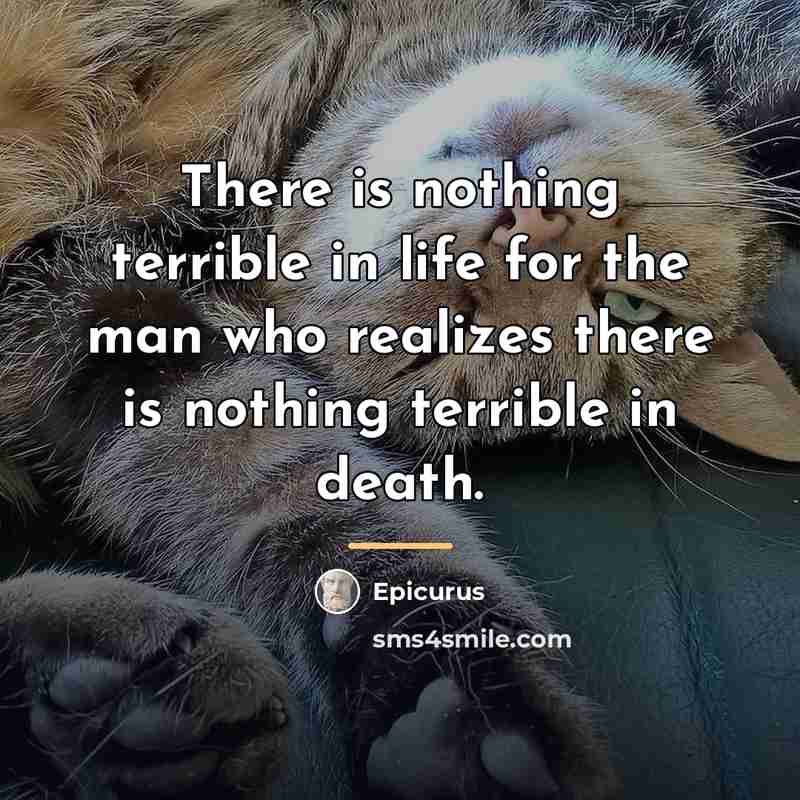 “There is nothing terrible in life for the man who…” quote by Epicurus