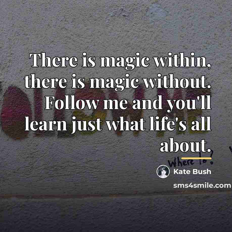 “There is magic within, there is magic without. Follow me…” quote by Kate Bush