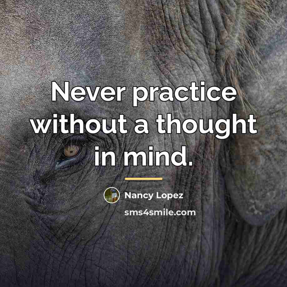 “Never practice without a thought in mind.…” quote by Nancy Lopez