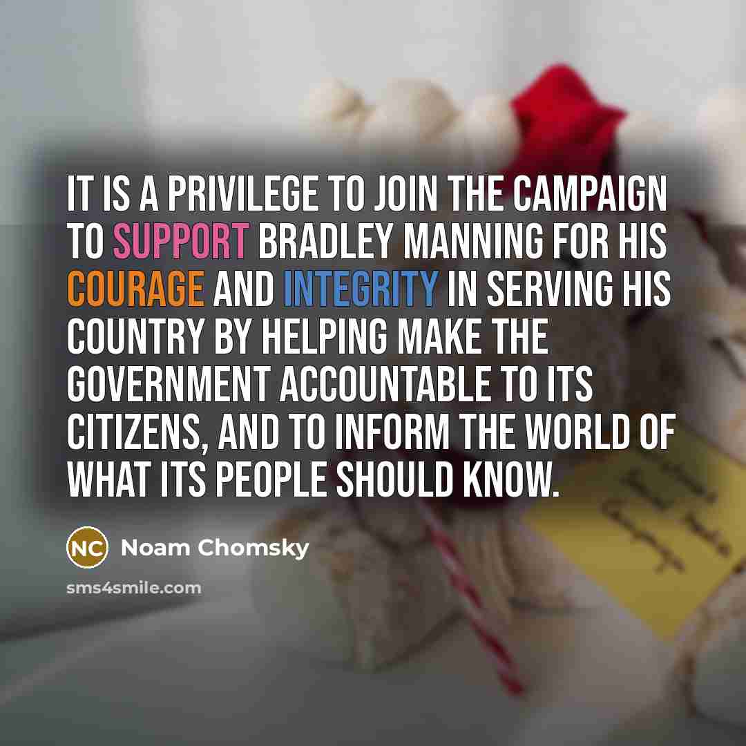 “It is a privilege to join the campaign to support…” quote by Noam Chomsky