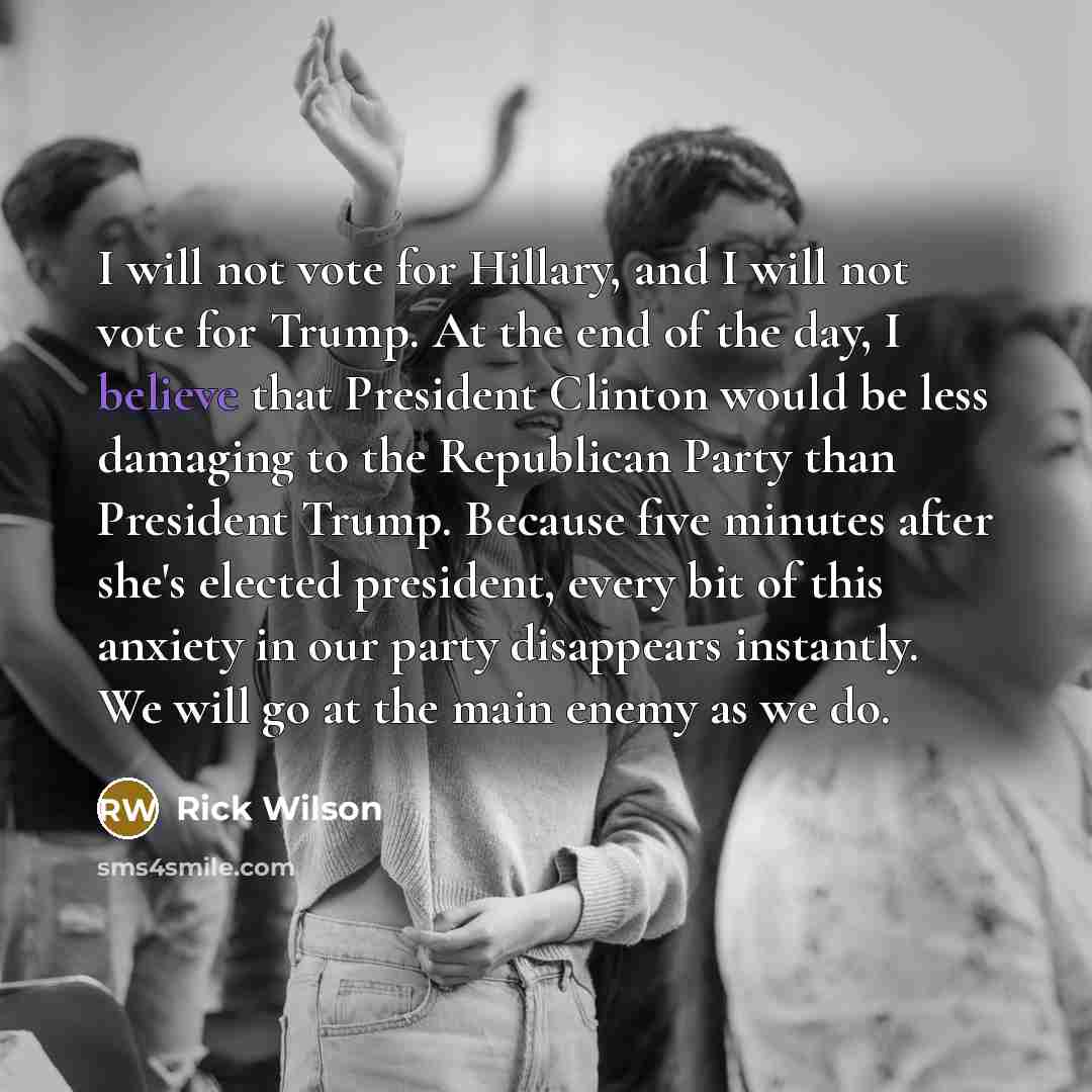 “I will not vote for Hillary, and I will not…” quote by Rick Wilson