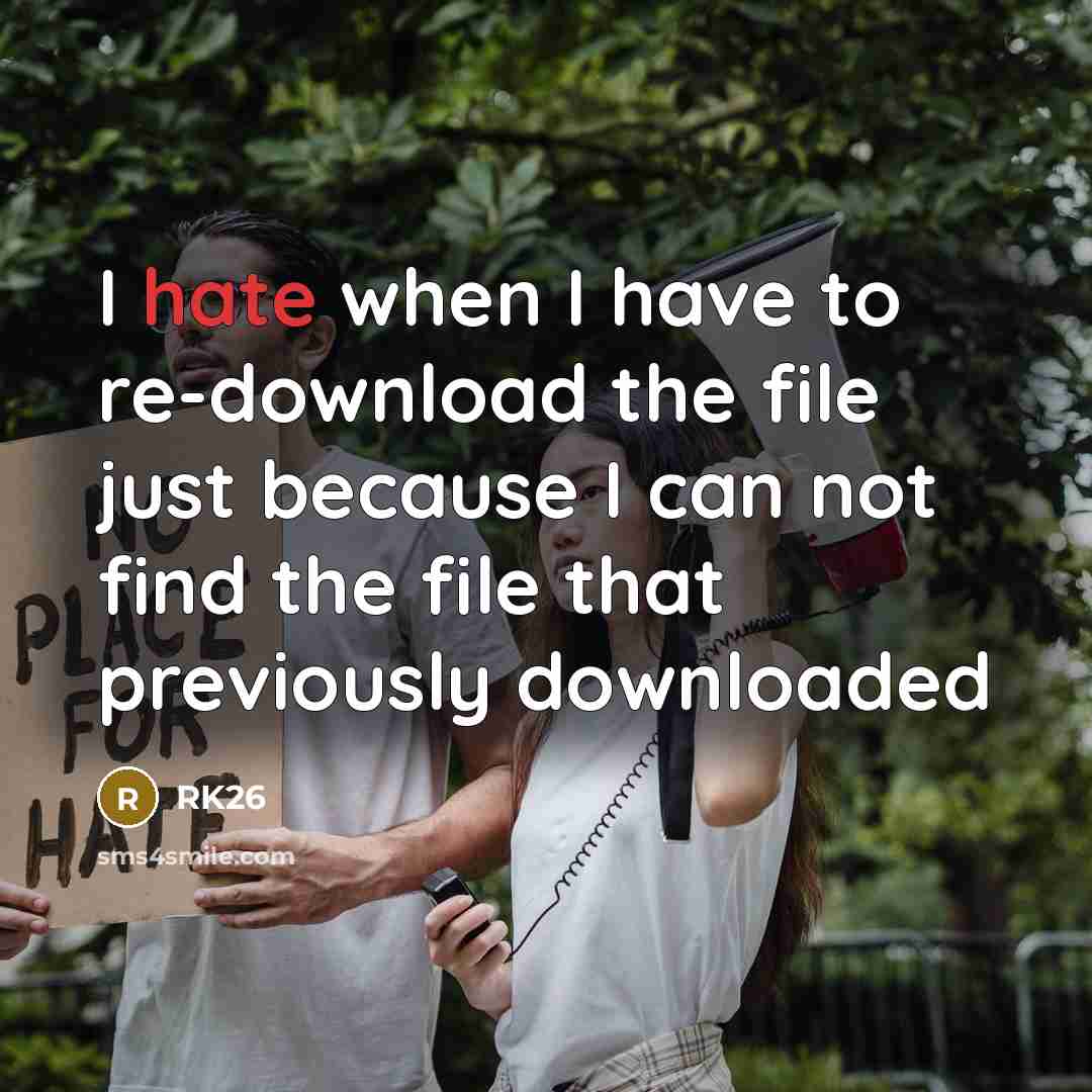 “I hate when I have to re-download the file just…” quote by RK26
