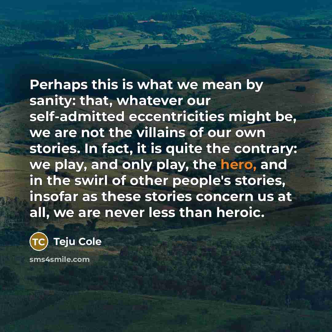 “Perhaps this is what we mean by sanity: that, whatever…” quote by Teju Cole